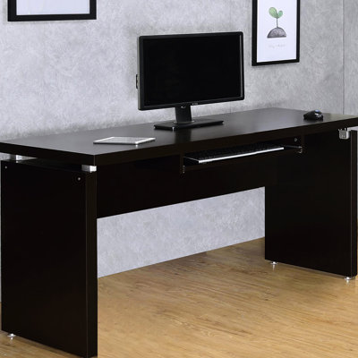 Bureau d'ordinateur spacieux couleur cappuccino - Idéal pour le télétravail avec plateau pour clavier et tiroirs pour une productivité optimale