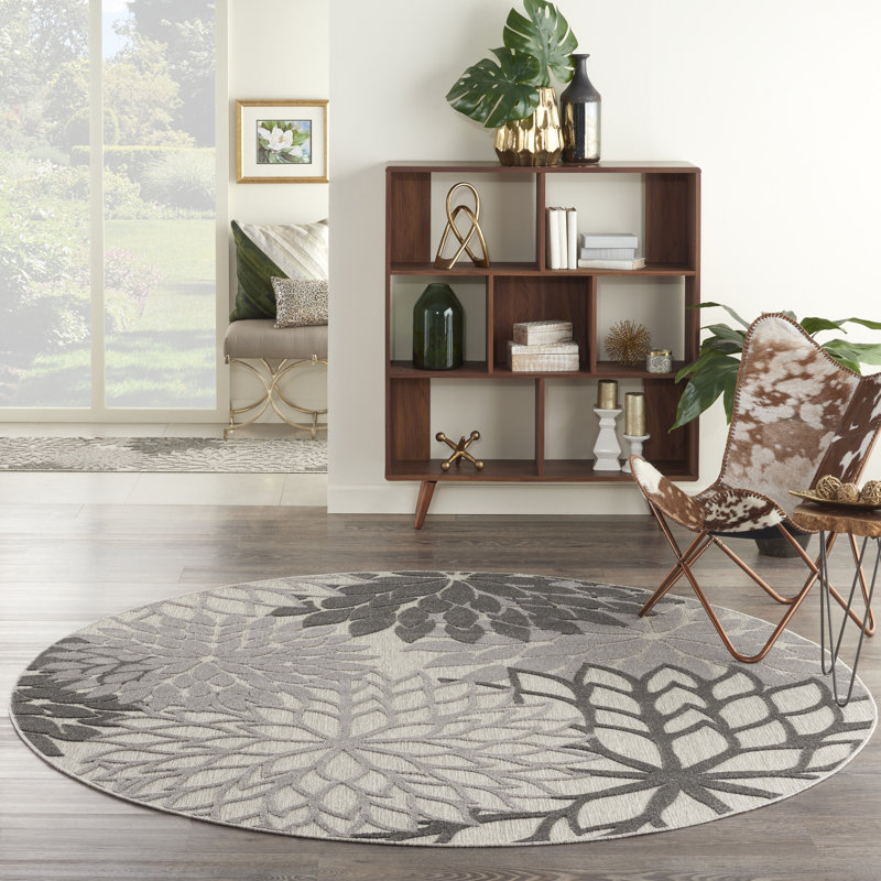 Abela Floral Indoor Rug, Round 7'10"