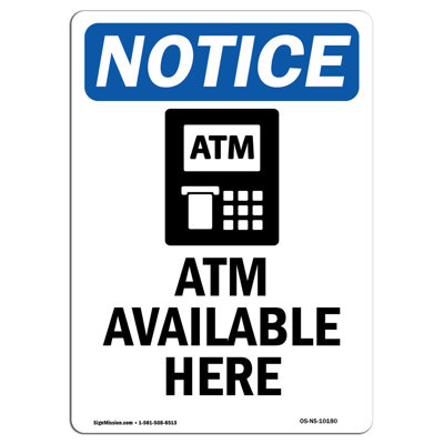 Atm Available Here Sign with Symbol