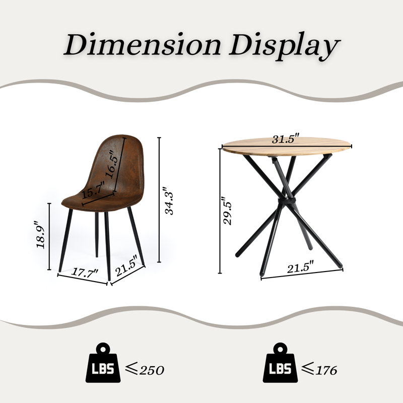 Harjovan 5-Pieces Compact Dining Table Set with Round Table Stylish Upholstered Chairs for Kitchen Dining Rooms or Breakfast Nook