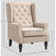 Chaise longue capitonnée à boutons, beige