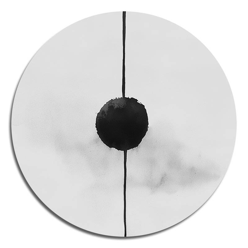 «Midnight Dot & Line», art mural rond en métal abstrait minimaliste, L 29 po x H 29 po