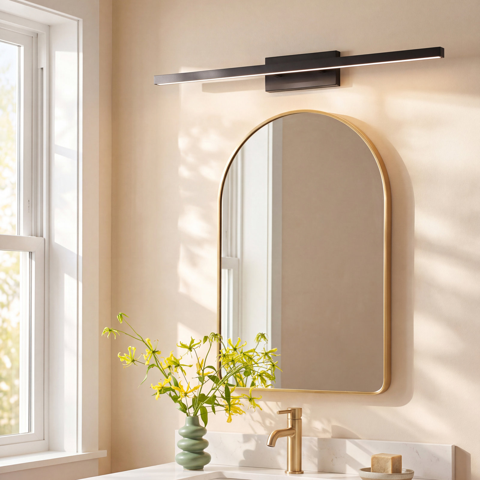 Rochelle Single Light Dimmable Vanity Light, Black, 3500K