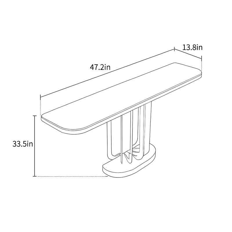 Console italienne de luxe à lumière minimaliste italienne, Noir, H 33,5 po x l 47,2 po x P 13,8 po