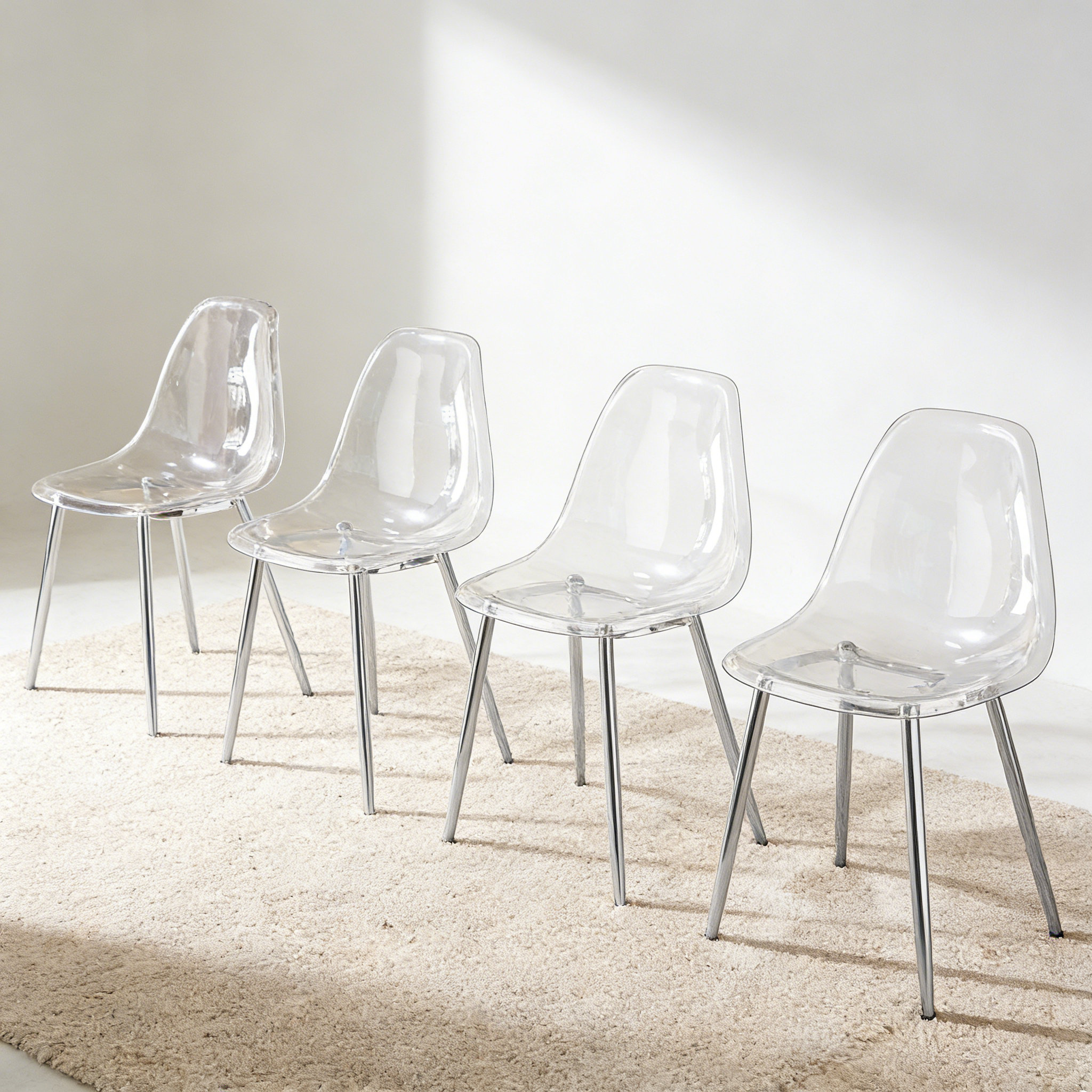Simplistic Chair Transparent Latitude Run® Modern simple transparent dining chair plastic chair ...