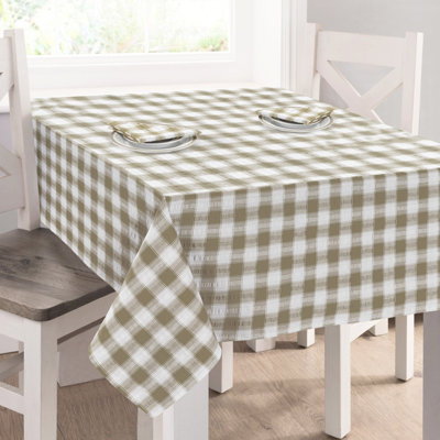 Bladwell Printed Gingham Check Seersucker Table Cloth Range