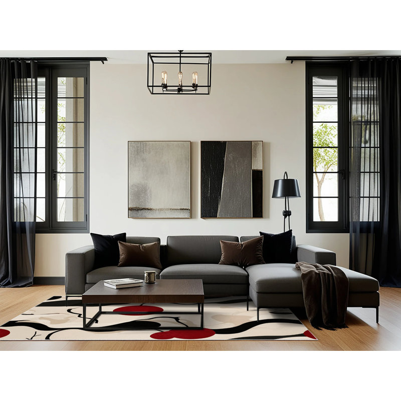 Crimson Moon Rug, Rectangle 5' x 8'