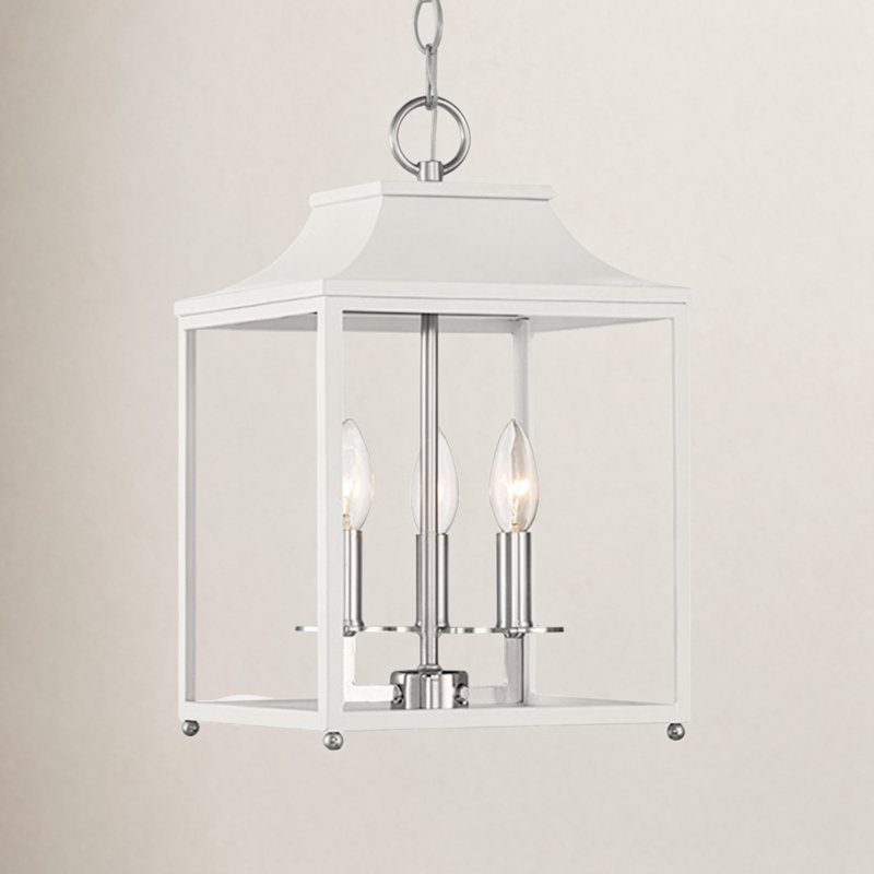 Luminaire blanc à 3 lumières Meridian Millom avec nickel poli, Blanc, 5