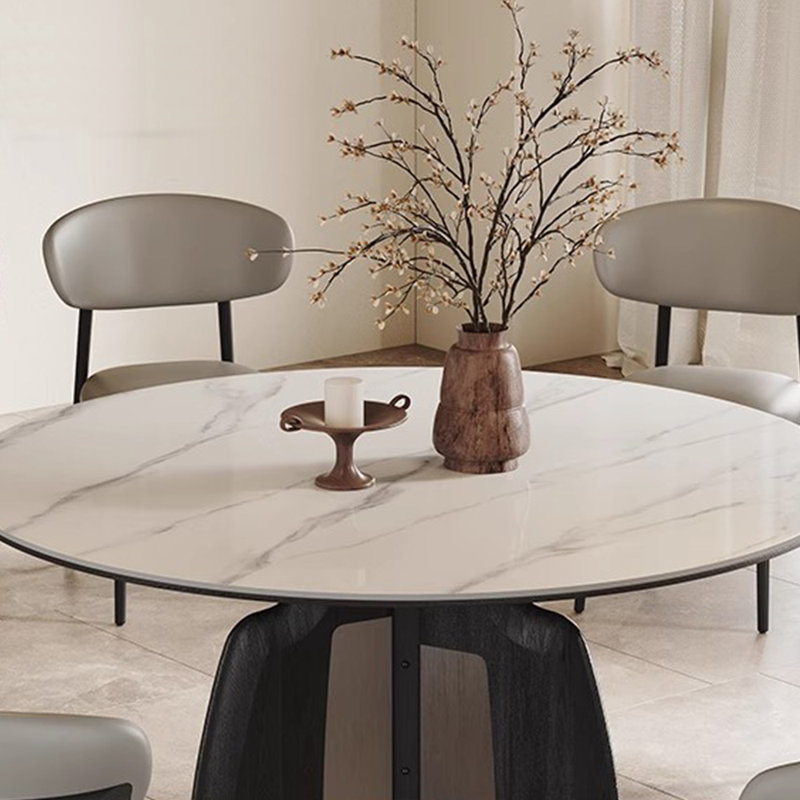 Table de salle à manger ronde en pierre frittée simple, H 29,53 po x L 47,24 po x l 47,24 po