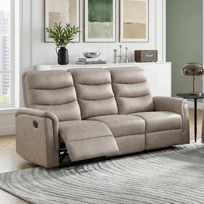 Canapé inclinable, revêtement en microfibre taupe, siège à ressorts ensachés en mousse, structure en contreplaqué, mobilier de salon, 1 pièce