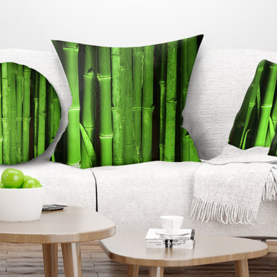 Vert forêt de bambou - coussin à imprimé floral