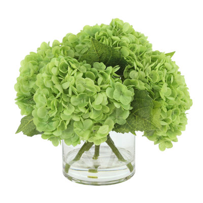 Real Touch Hydrangea Floral Arrangement in a Glass Vase