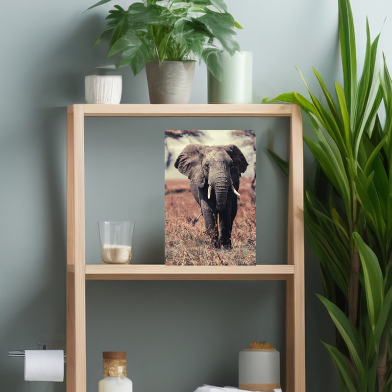 «Lonely Elephant Abstract», art mural contemporain, H 18 po x l 12 po