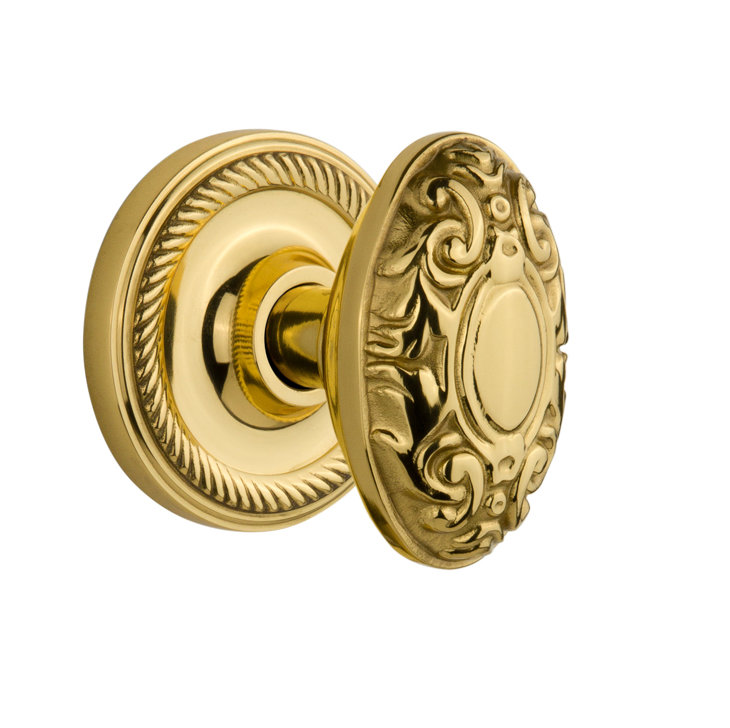 Rope Rosette with Victorian Door Knob, Polished Brass, 2-3/8”