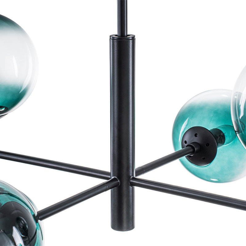 Lustre linéaire pour îlot de cuisine à 8 lumières Myhia, Noir mat