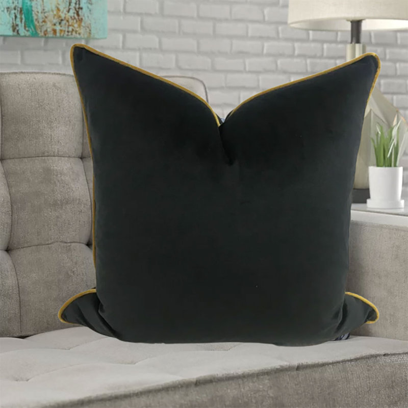 Housse de coussin en velours, 22 po x 22 po, Noir
