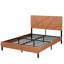 Structure de lit double en métal, lit plateforme carré avec rangement sous le lit, aucun matelas à ressorts requis, brun rétro