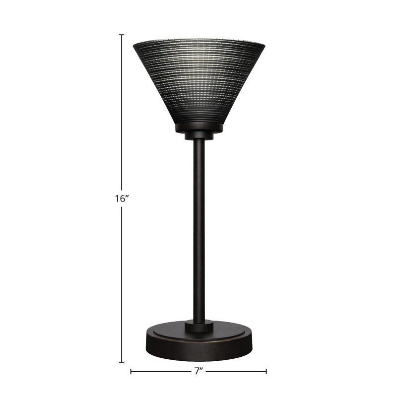 Lampe d'appoint Aneka montrée avec verre matriciel de 7 po, Noir, Granit foncé