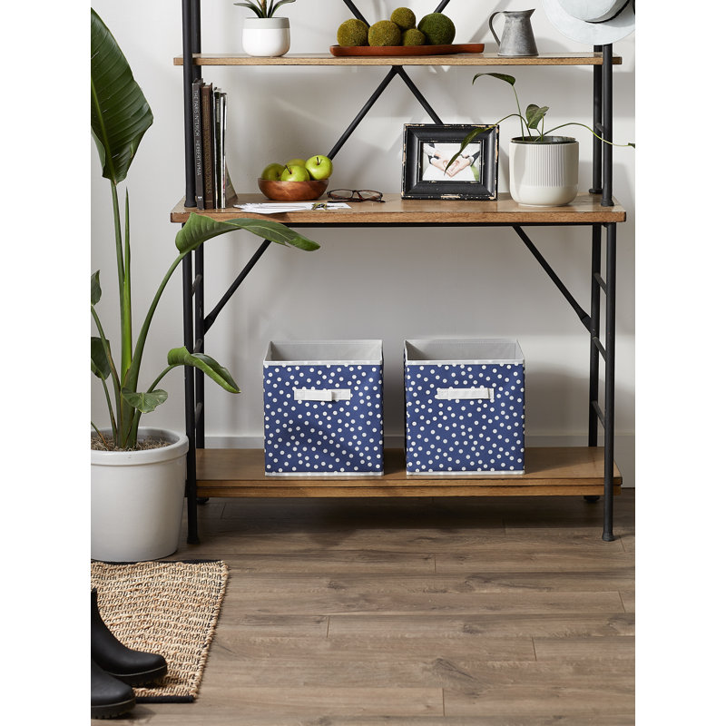 Ensemble de cubes en tissu français à petits pois, Bleu, H 11 po x l 11 po x P 11 po