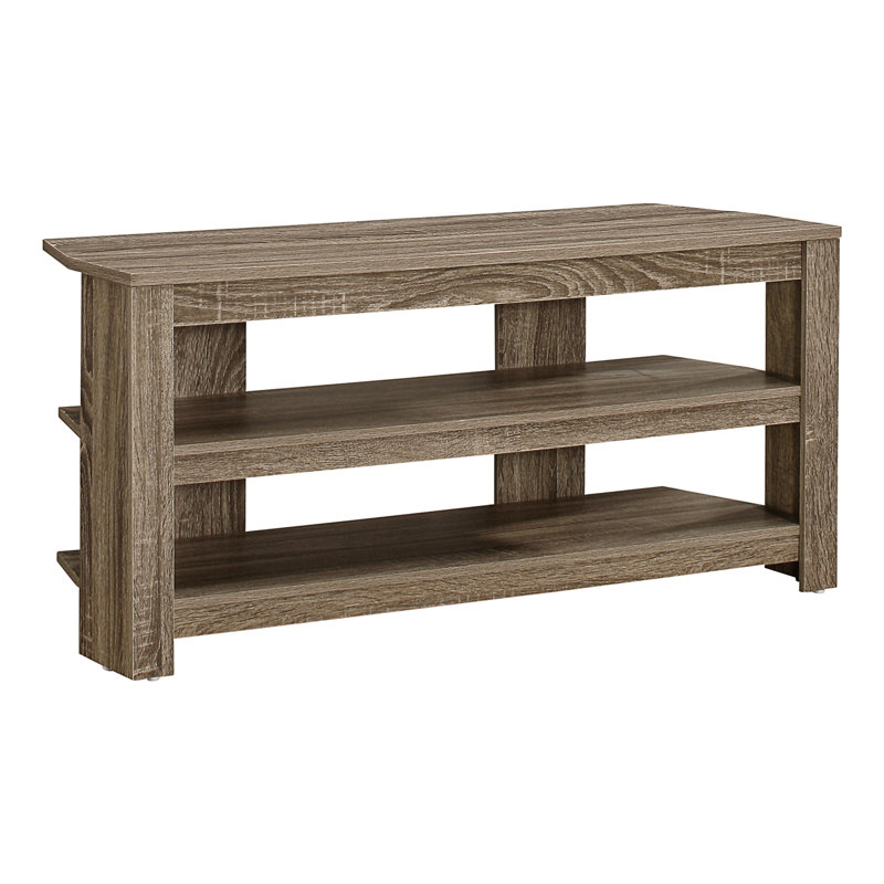 Meuble télé 42 po Taupe, meuble multimédia avec support de rangement pour chambre à coucher, design moderne