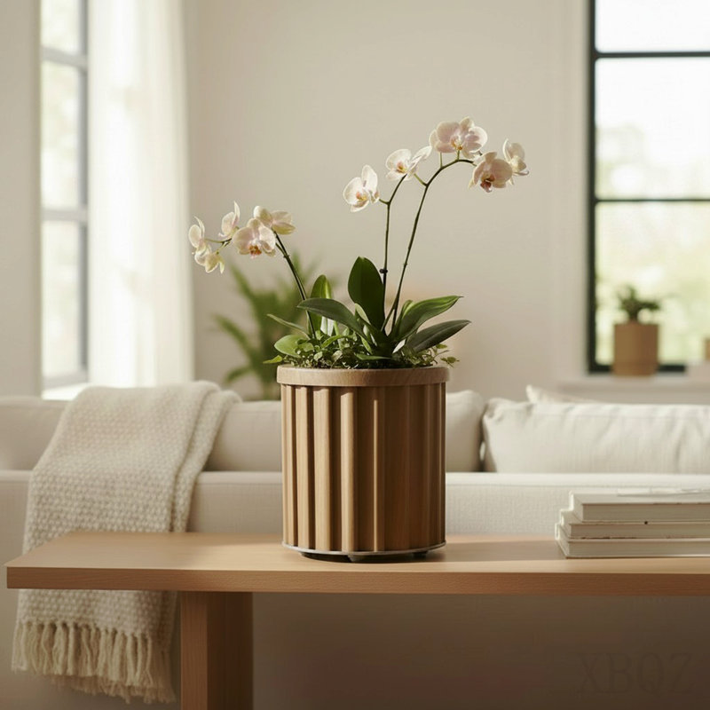 Pot rond rond Strata Sm - brun moyen