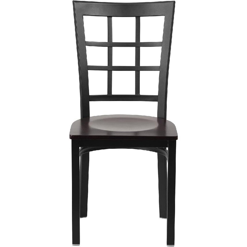 Prompton Window Back Metal Restaurant Chair, Walnut