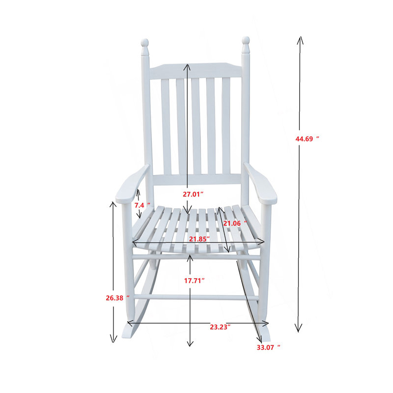 Chaise berçante en bois sans tapis, Blanc
