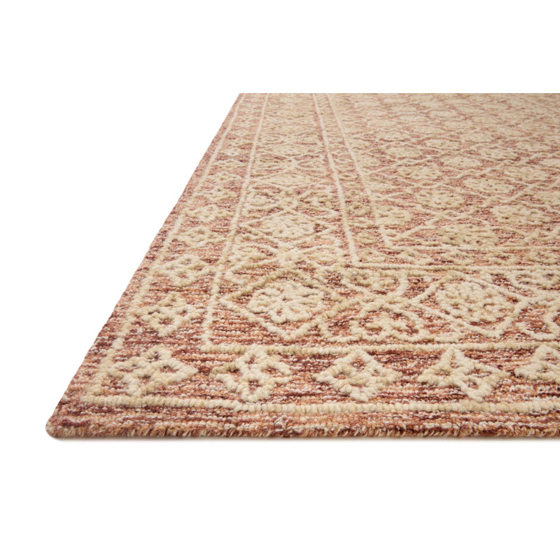 Millcreek Oriental Handmade Tufted Wool Area Rug in Rust/Brown, Rectangle 5' x 7'6"