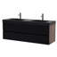 Meuble-lavabo avec lavabo en quartz noir mat et tiroirs noirs doux, meuble-lavabo mural flottant pour salle de bain moderne, lavabo une pièce