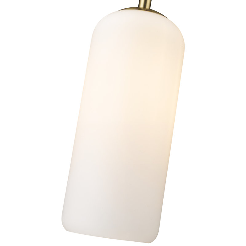 Campos 1 - Light Kitchen Island Pendant, Heritage Brass, 127" H x 5.25" W x 5.25" D, White