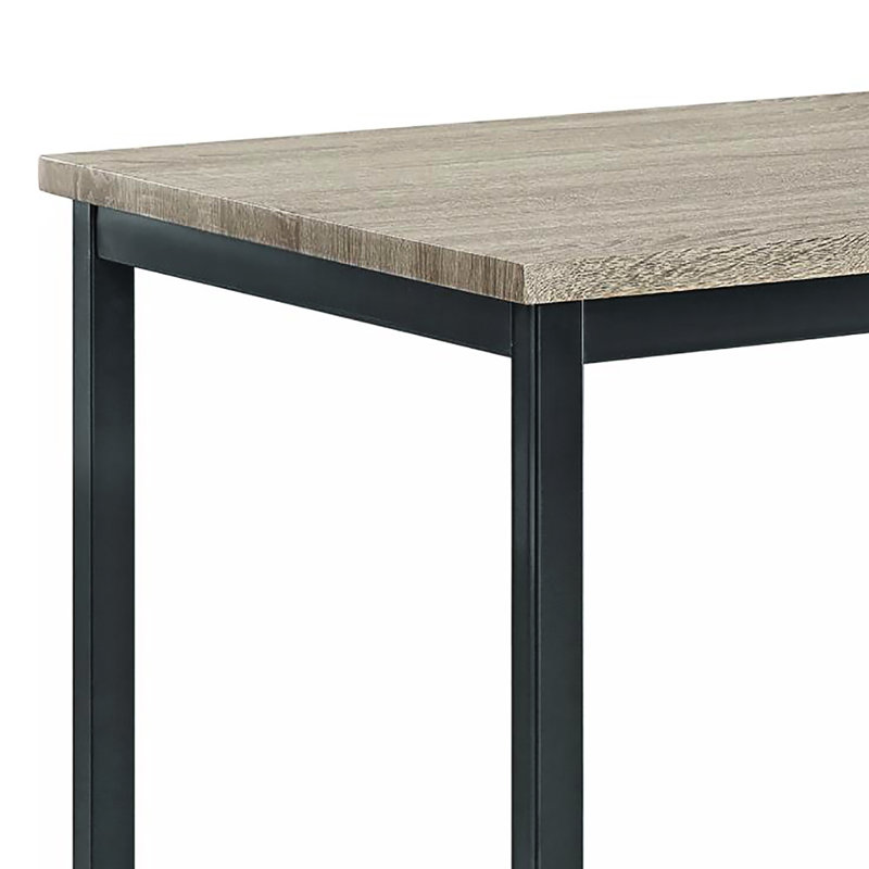 Table de salle à manger rectangulaire grise et noire, construction en métal, 4 sièges transitionnels convenant à diverses occasions, 30 pouces de largeur
