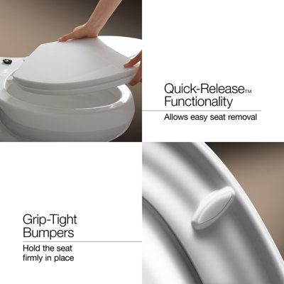 Hyten Elevated Toilet Seat with Quiet-Close Lid and Seat and Grip-Tight Bumpers