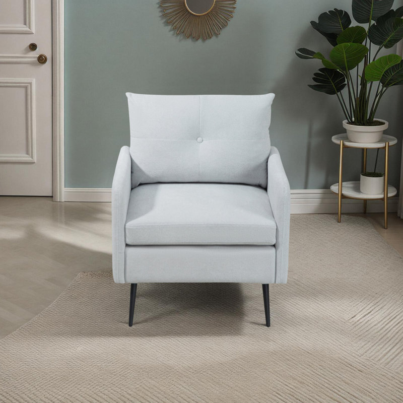 Accent Vannote avec pieds en métal noir, Chenille bleu poudre