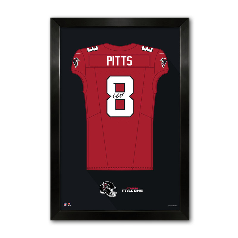 Chandail encadré rouge de Kyle Pitts (Atlanta Falcons, 2008), 35,5 x 51 cm (14 x 20 pouces).