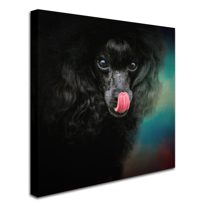 «Traiter Snatcher Toy Black Poodle» de Vidur, impression sur toile tendue, H 18 po x l 18 po