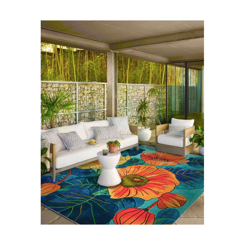Tapis décoratif lavable à la machine à motif floral à motif floral bleu Paris Collection Paris