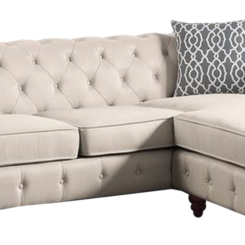 Arison 90" Wide Reversible Sofa & Chaise, Beige Polyester