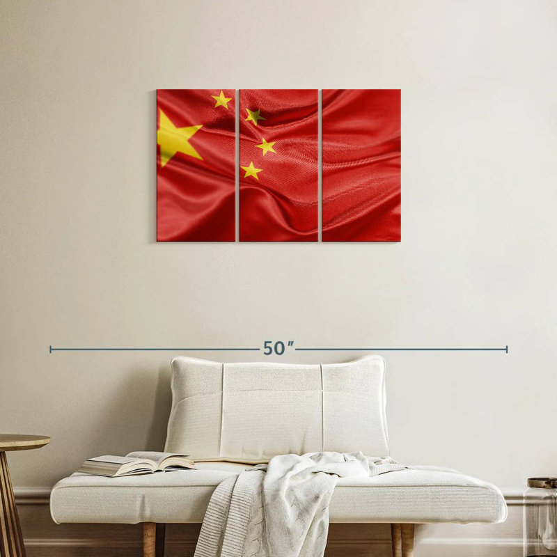 Creased Chinese Flag, 20" H x 33" W