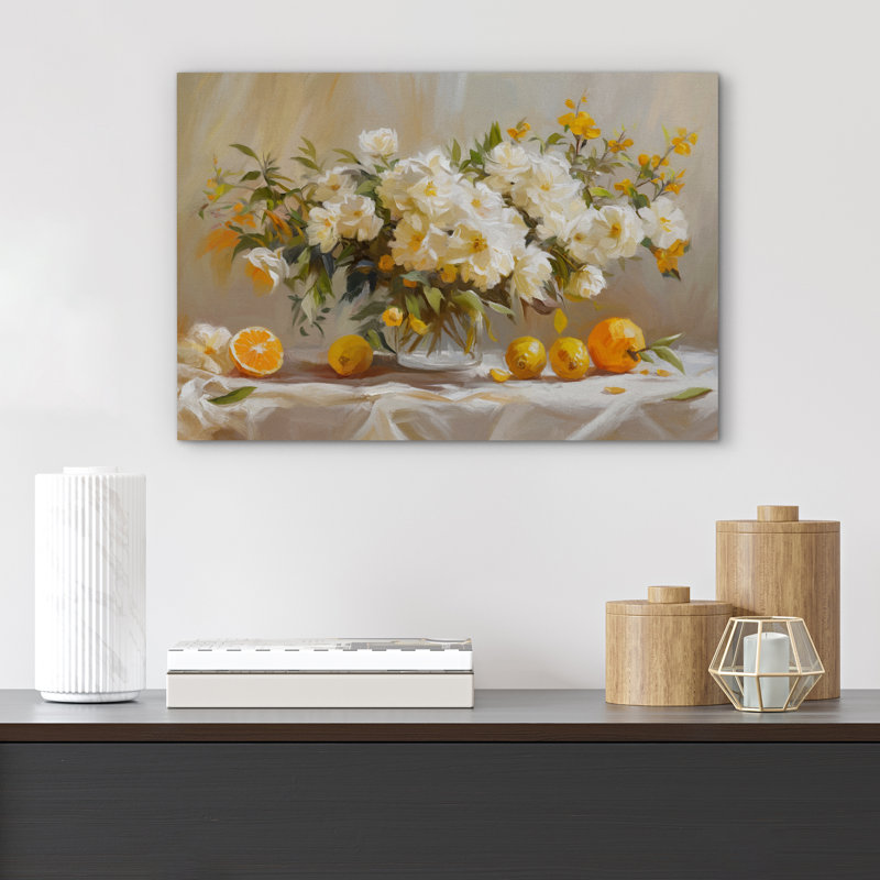 Fleur, pastel, aquarelle, orange clair, bouquets de fleurs encadrées, images de salon, Toile tendue, H 32 po x l 48 po