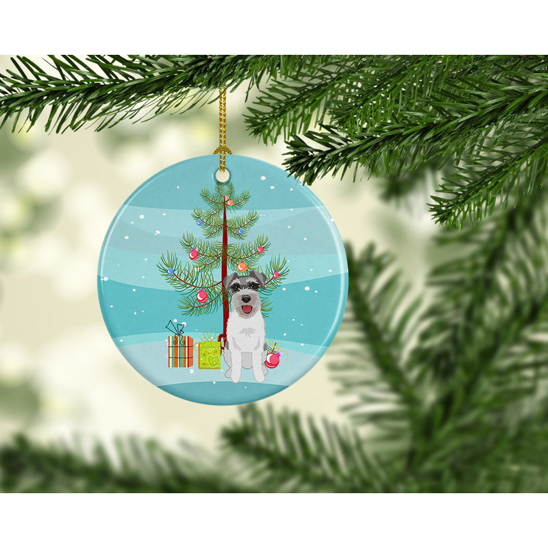 Ornement de Noël en céramique Schnauzer sel et poivre # 3, Schnauzer sel et poivre # 3