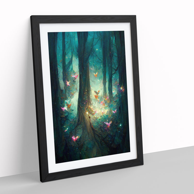 Forest Fairies - Single Picture Frame Painting, Black, 64cm H x 46cm W x 2cm D
