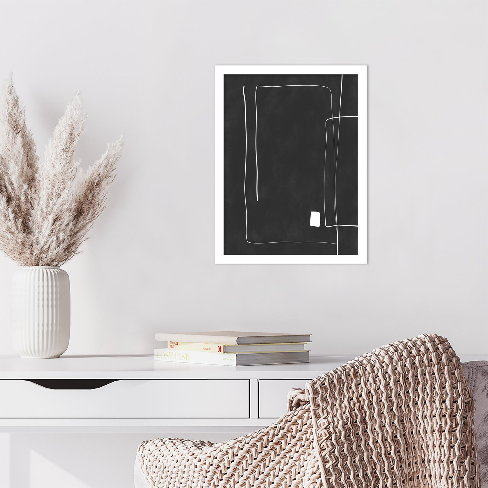 Black And White 36 by Elena Ristova, 17" H x 13" W, White