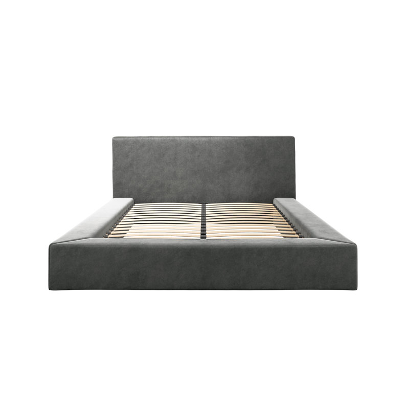 SOHO UPHOLSTERED WIDE BASE BED, Double (135 x 190 cm), Grey