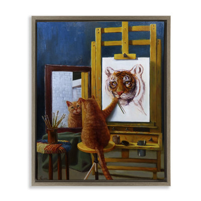 «Cat Confidence Self Portrait Grain Floater», art mural sur toile par Lucia Heffernan pwp-184