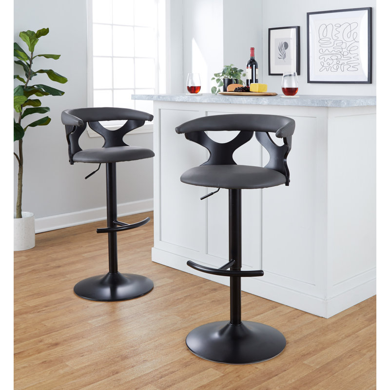 Laksh Swivel Upholstered Adjustable Height Counter Stool with Metal Frame