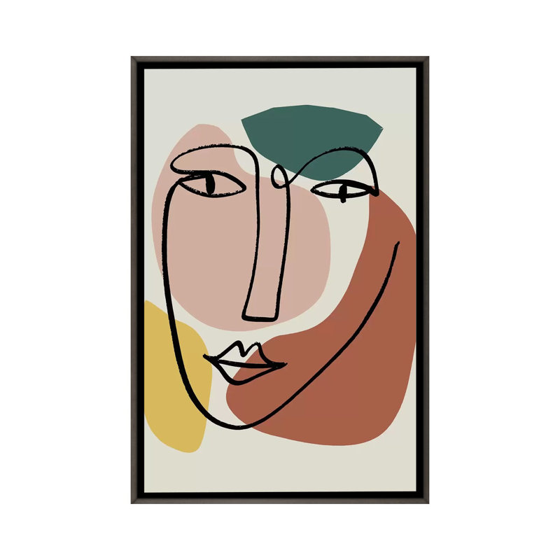 «Newstalgia Face I» par Nikki Chu - impression, H 48 po x l 32 po x P 1,5 po, Cadre rustique foncé