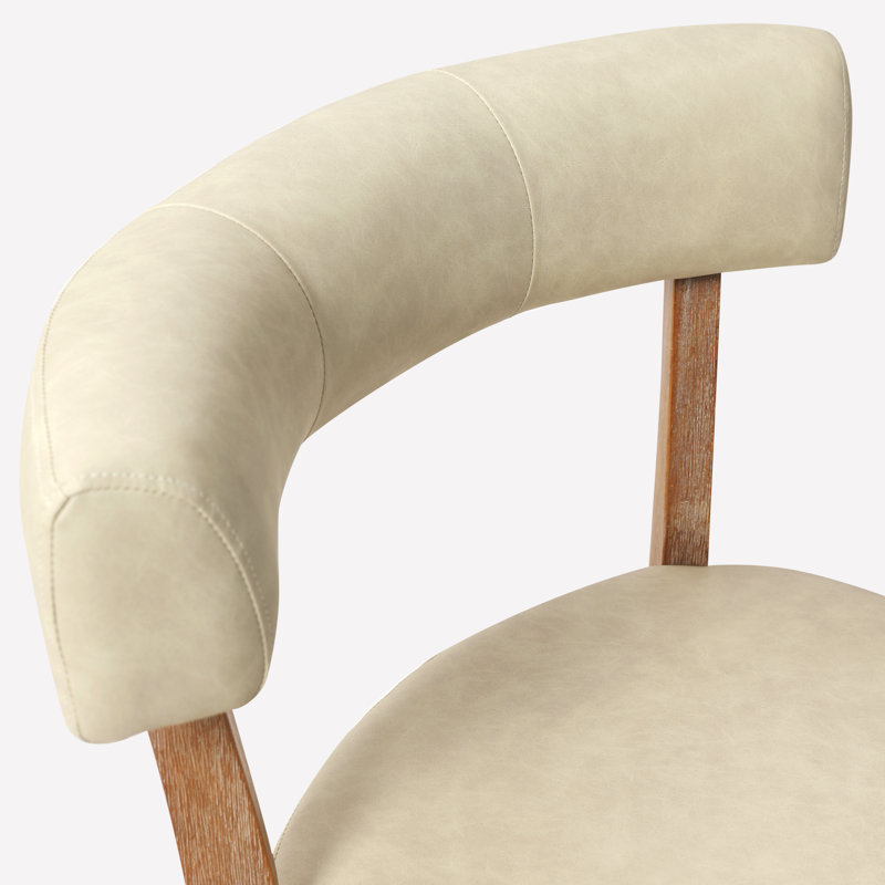 Chaises de salle à manger rembourrées Cindina, 6 pièces, Similicuir beige / bois naturel
