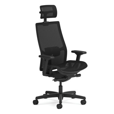 Chaise de travail avec appui-tête HON Ignition 2.0, inclinaison synchro limitée, structure noire, noir