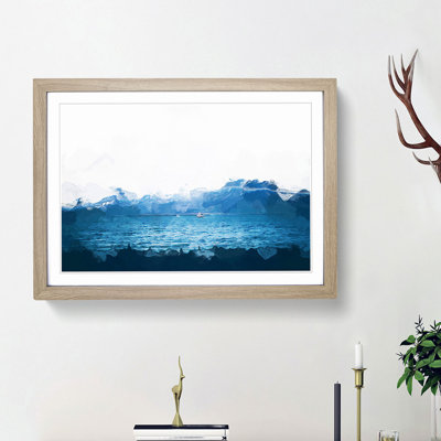Boats in Reykjavik Iceland in Abstract - Picture Frame Painting Print on MDF