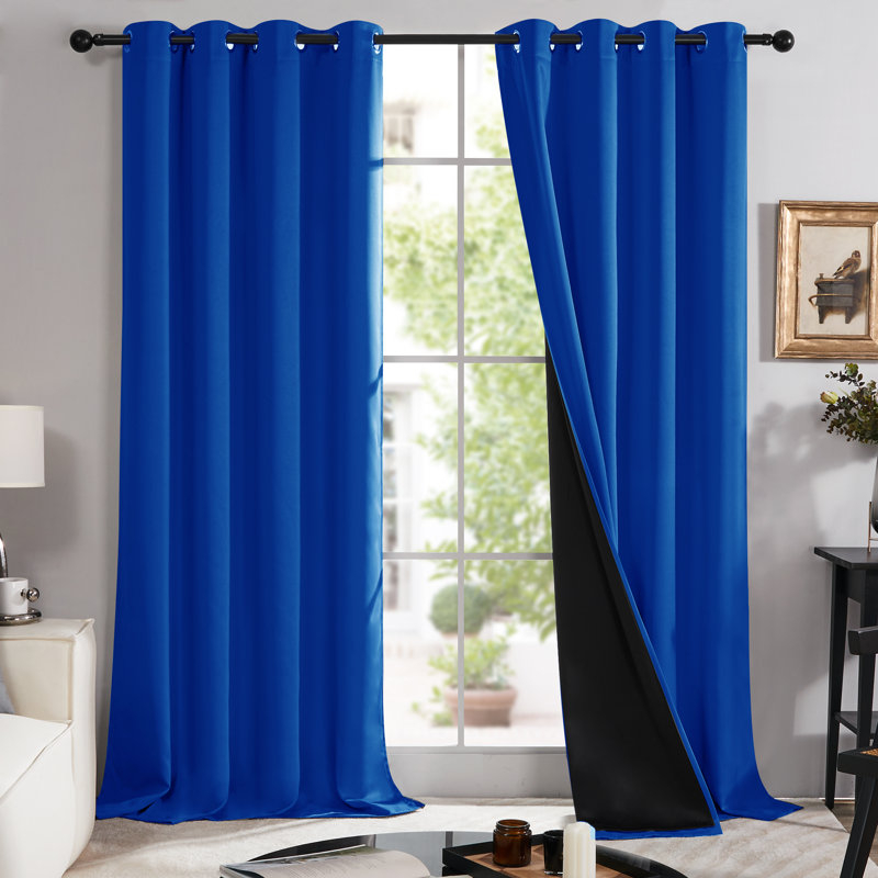 Deconovo 100% Blackout Grommet Curtain Panels with Liner, Thermal Insulated Room Darkening Curtains (Set of 2), 52" W x 54" L